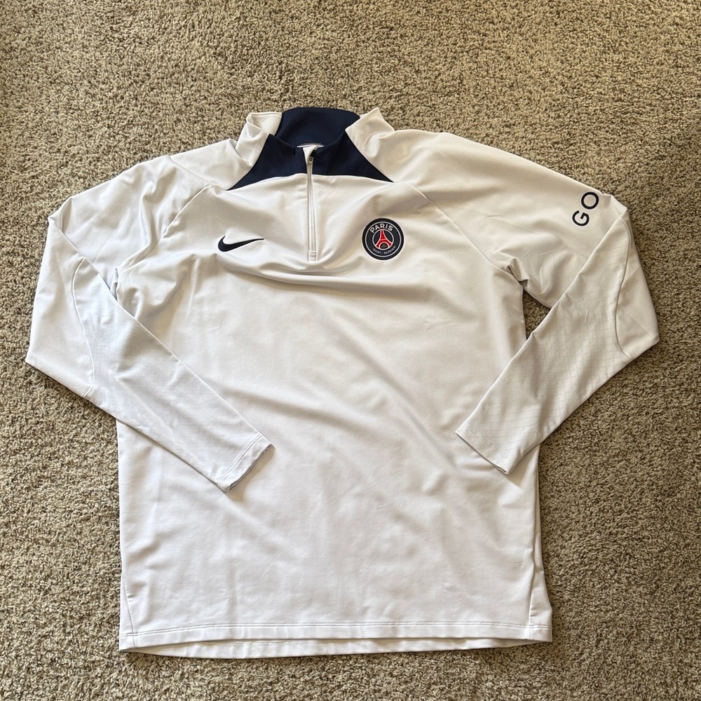 Nike Dr Fit White and Navy PSG Long Sleeve Quarter Zip